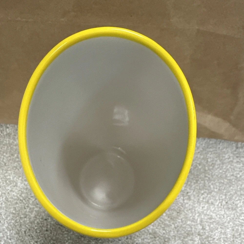 The Pioneer Woman Floral Utensil Holder Vase Stoneware Yellow, Red/Blue 8 Inch.